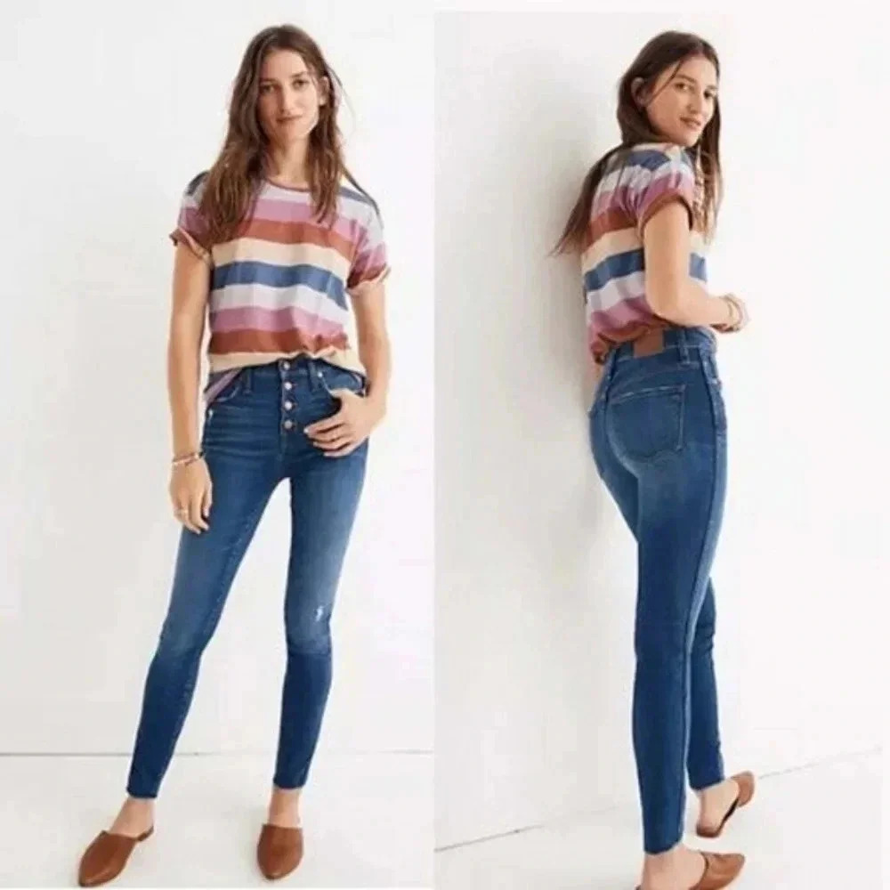 MADEWELL 10" High-Rise Skinny Jeans in Hanna Wash J7914